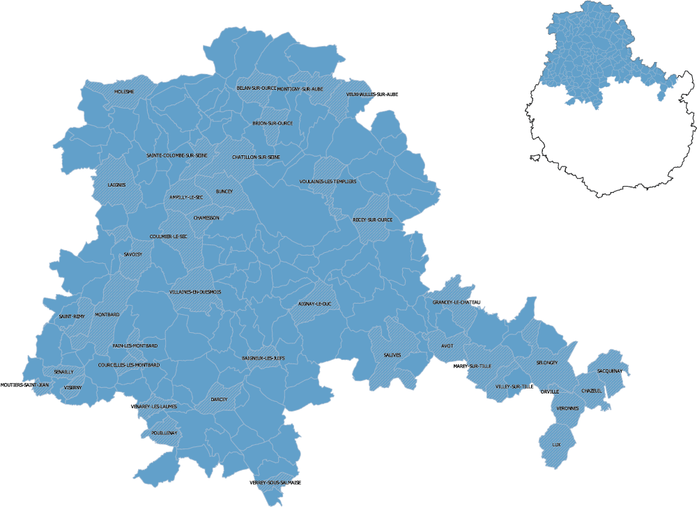 DSDEN 21 carte de la circonscription de Châtillon-sur-Seine