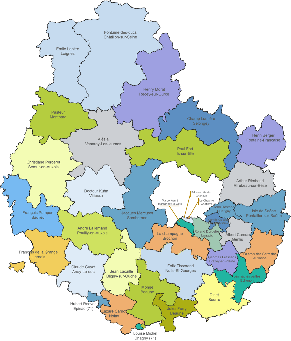 DSDEN 21 carte des collèges publics de la Côte-d'Or