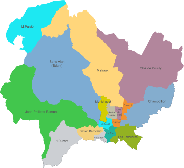 DSDEN 21 carte des collèges publics de Dijon