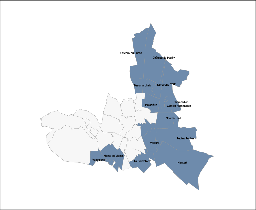 DSDEN 21 carte de la circonscription de Dijon Centre