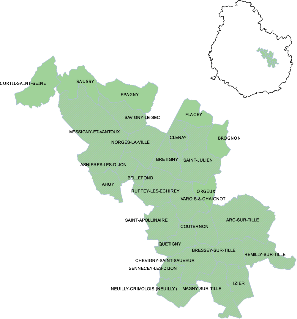 DSDEN 21 carte de la circonscription de Dijon Est