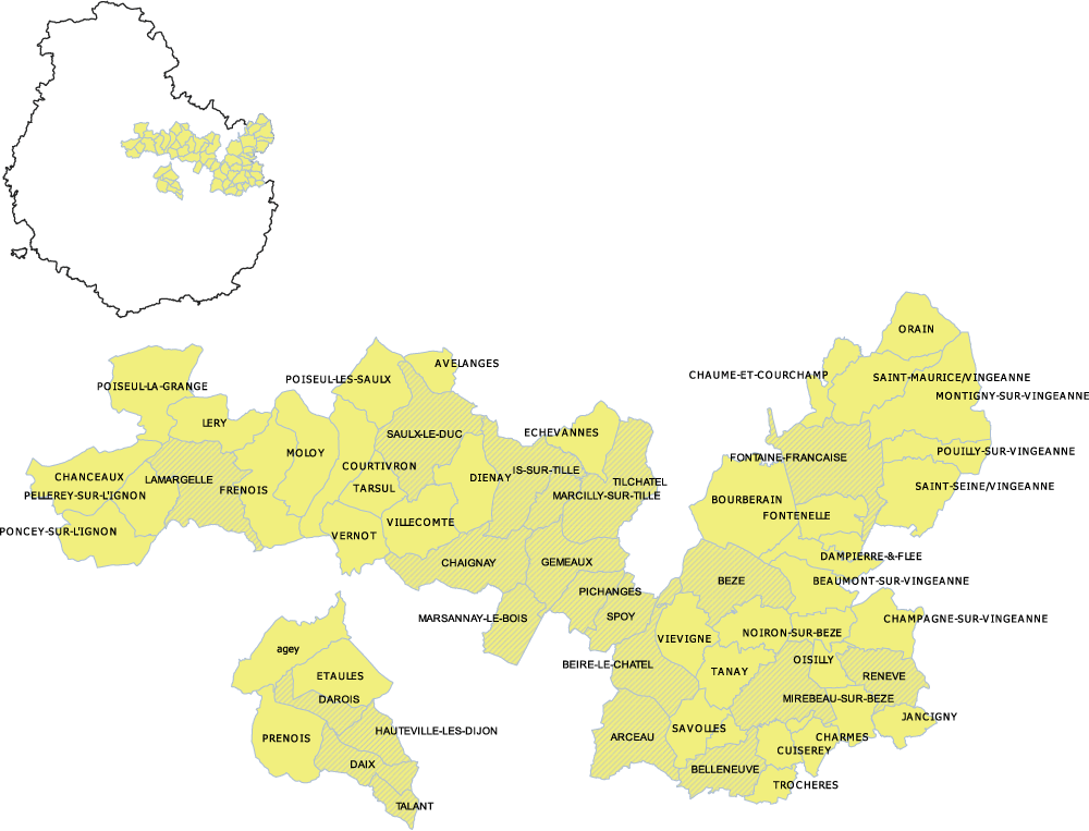DSDEN 21 carte de la circonscription de Dijon Nord