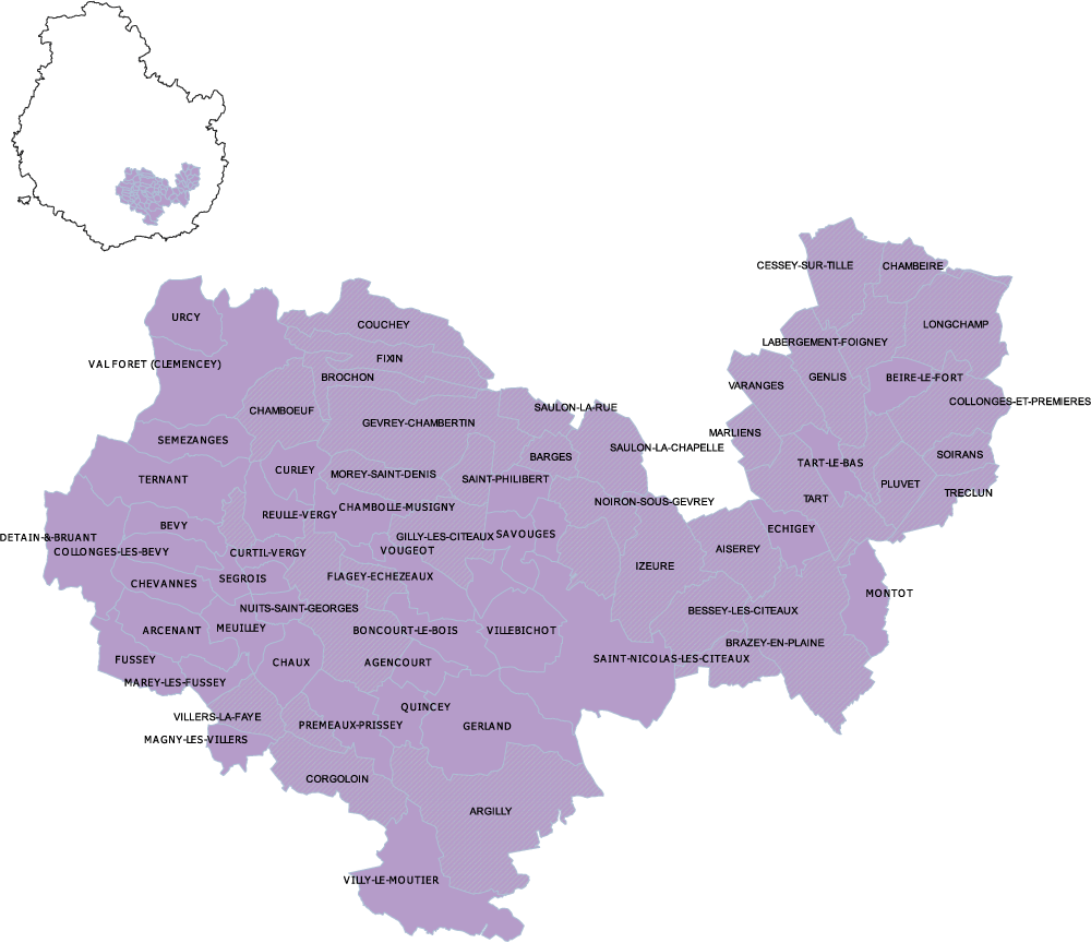 DSDEN 21 carte de la circonscription de Dijon Sud