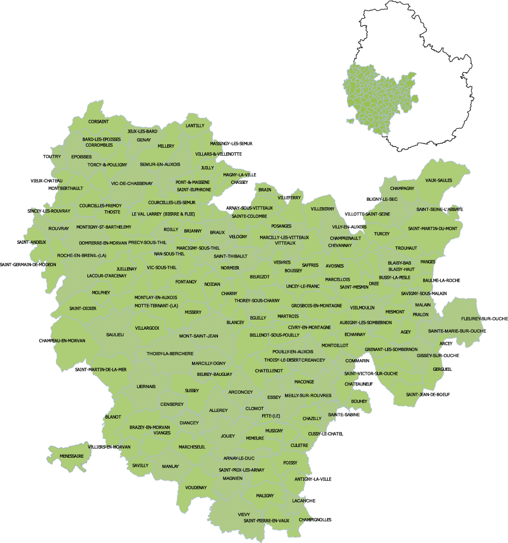 DSDEN 21 carte de la circonscription de Semur-en-Auxois