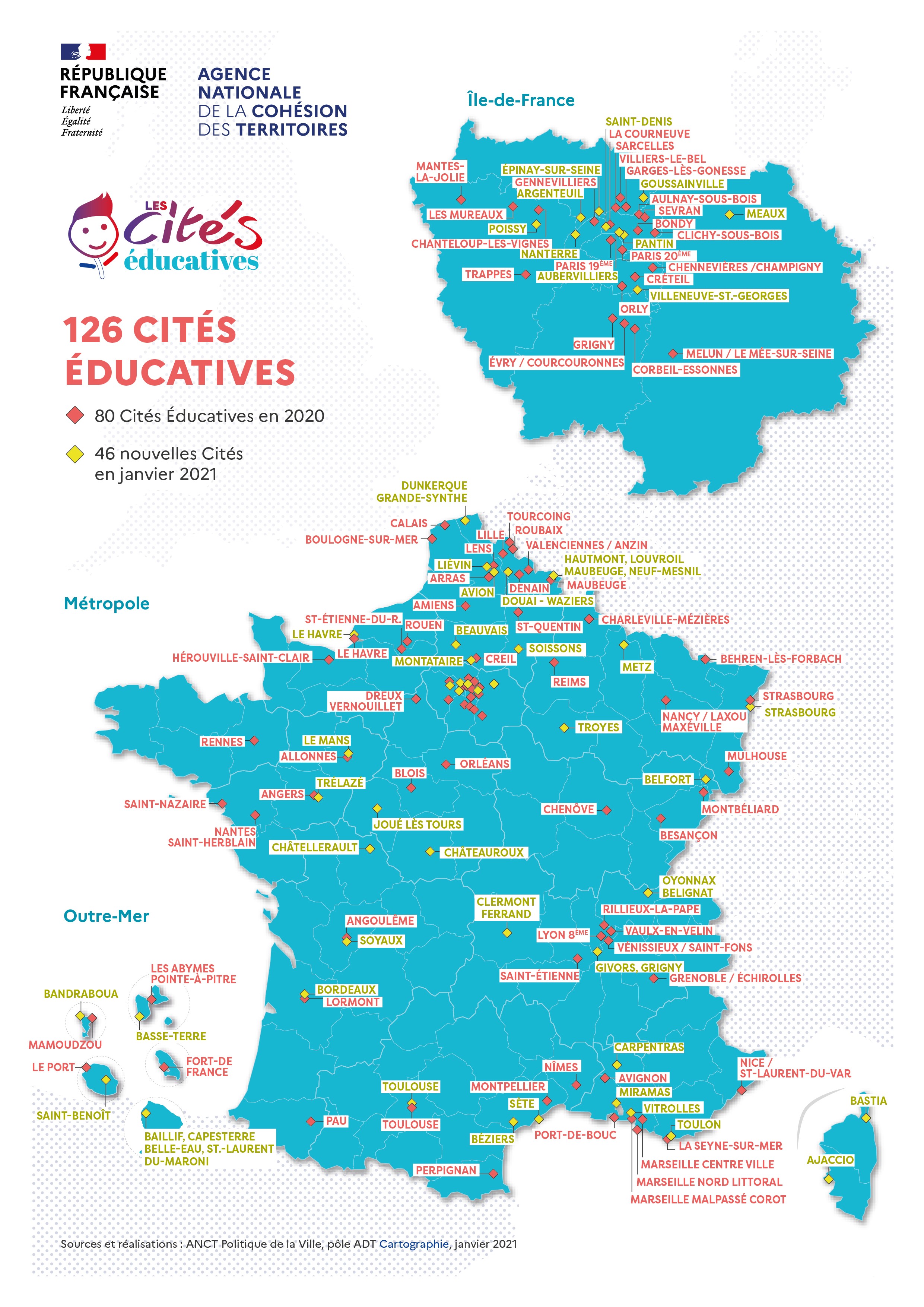 DSDEN 21 carte des cités éducatives