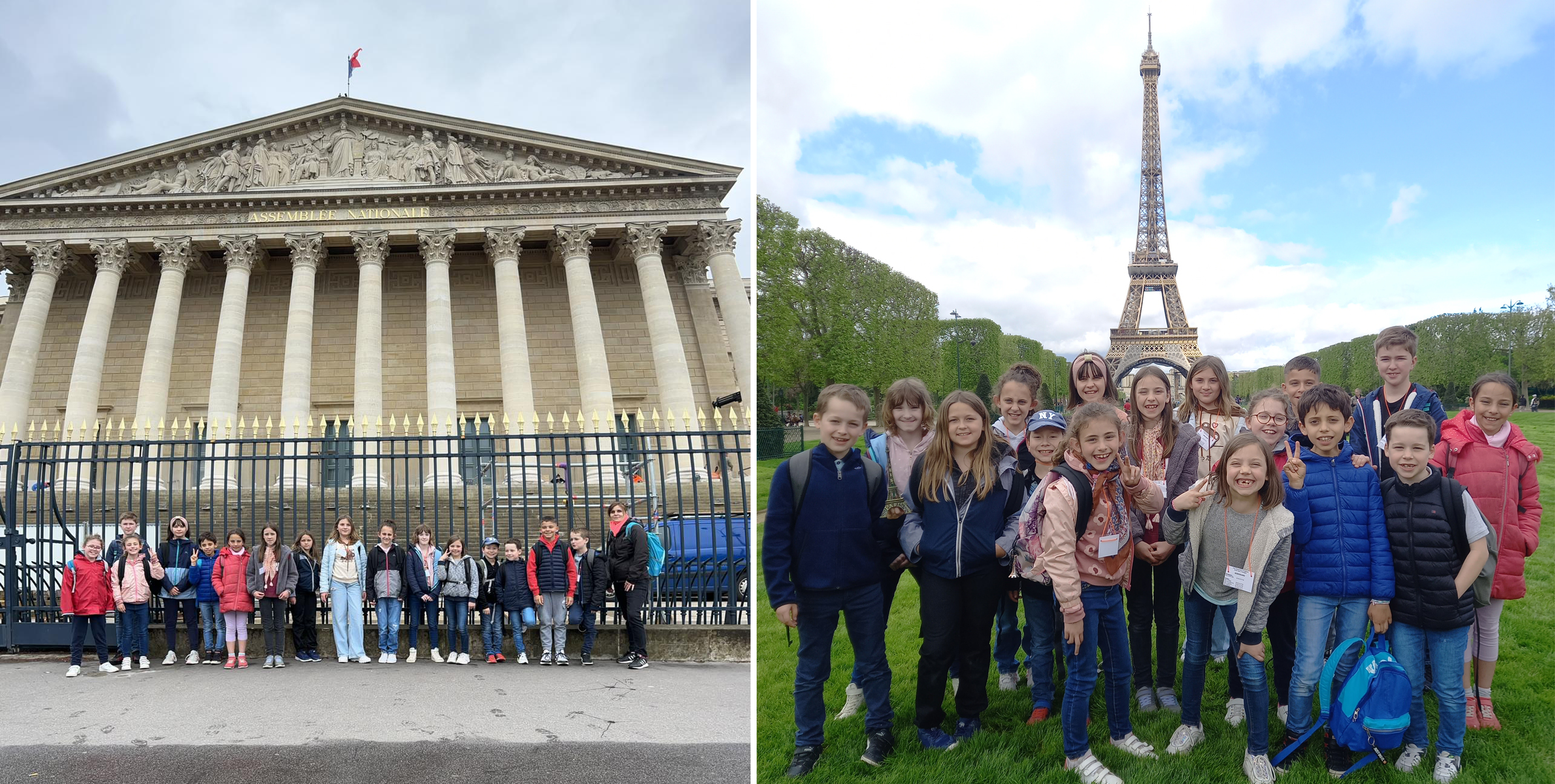 élèves devant monuments de Paris