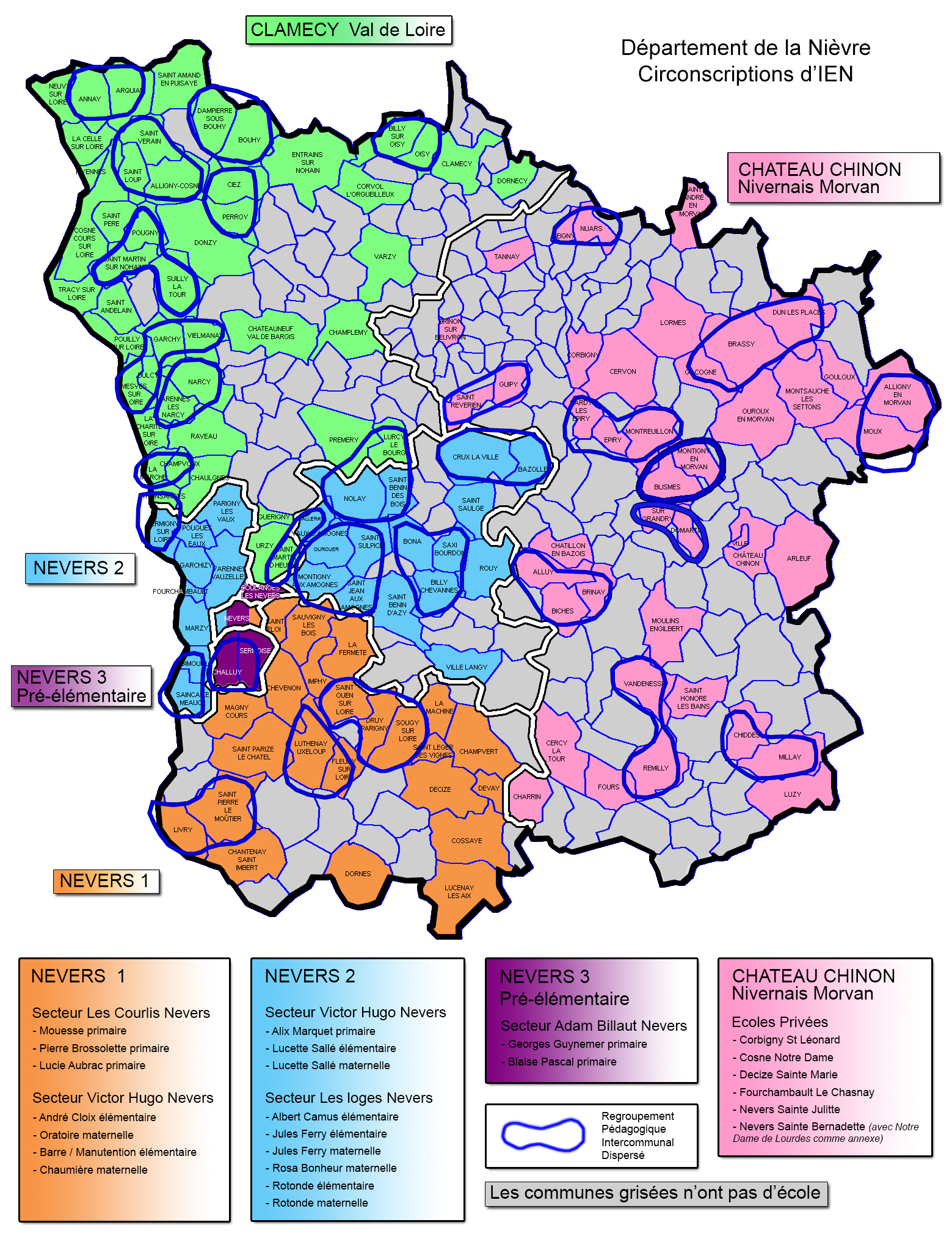 Carte des circonscriptions de la Nièvre