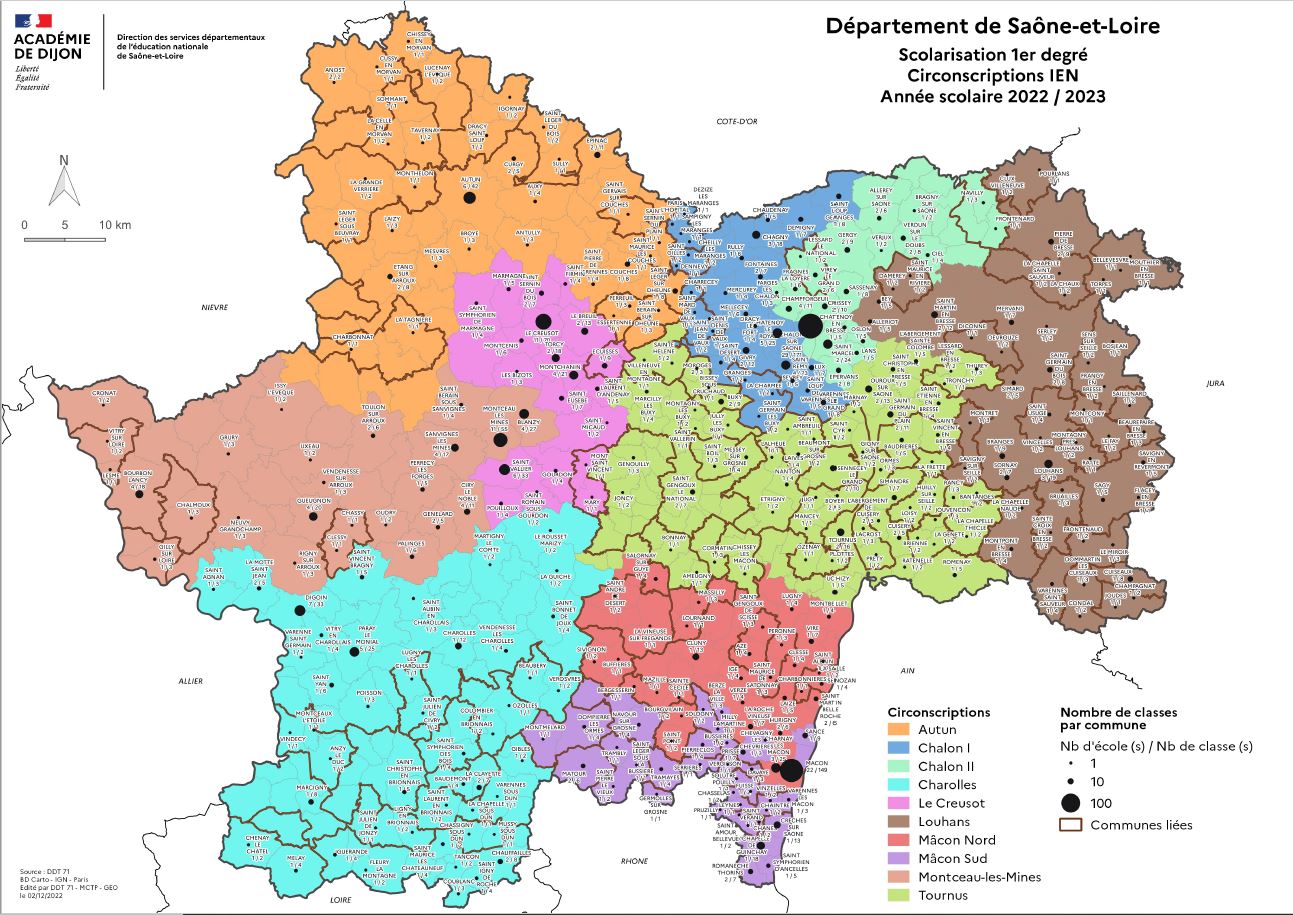 Carte des circonscriptions Saône-et-Loire