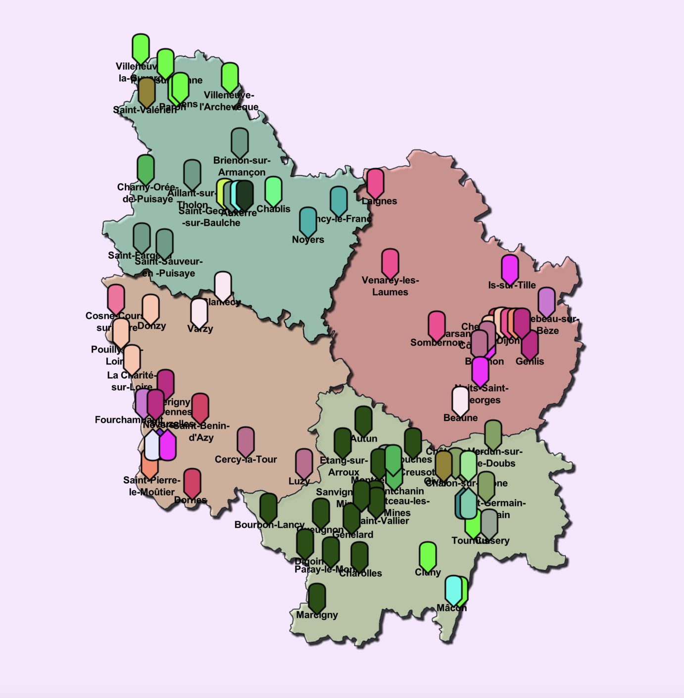 Carte des événements du festival choral académique