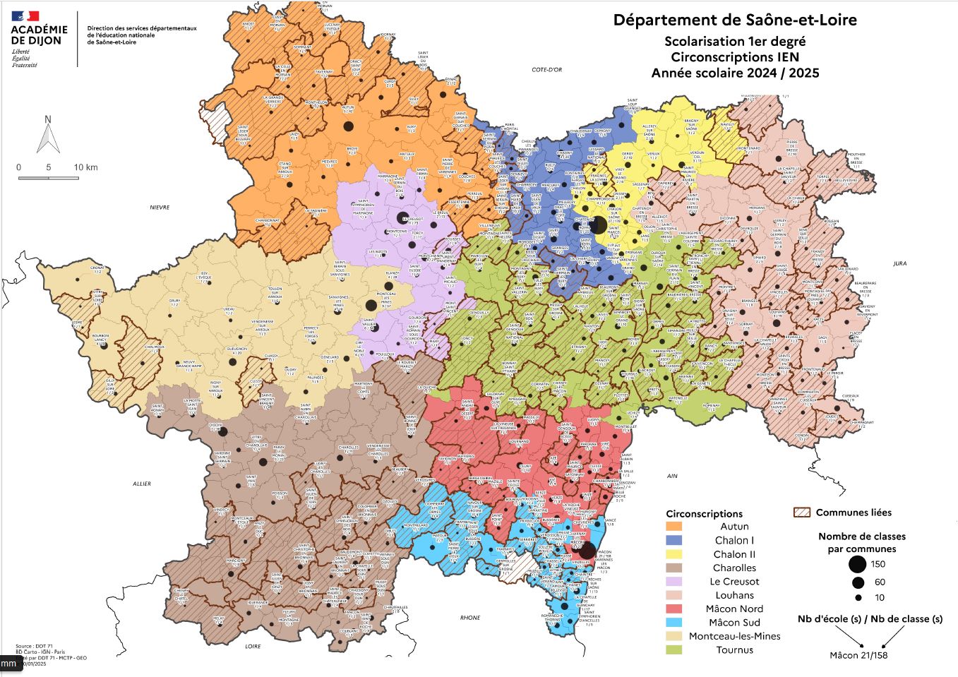 Carte des circonscriptions 2024-2025
