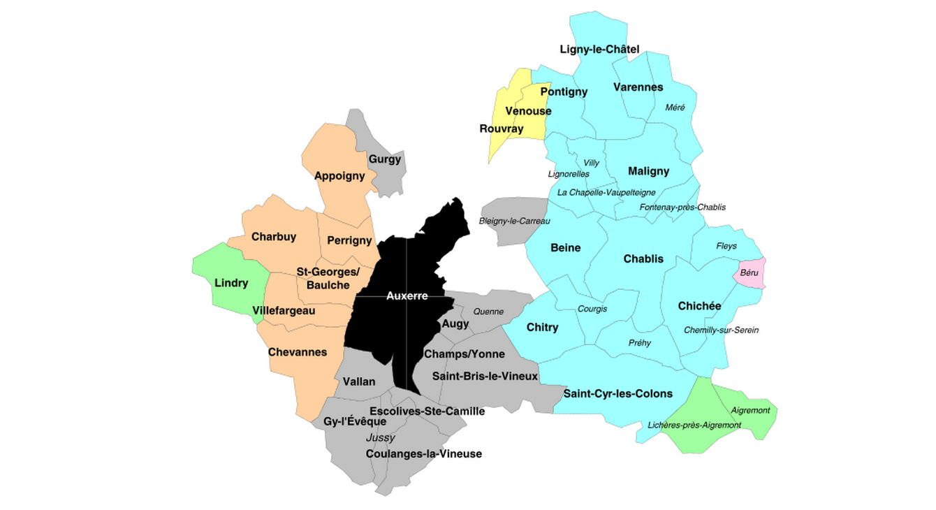 Carte de la circonscription d'Auxerre 1