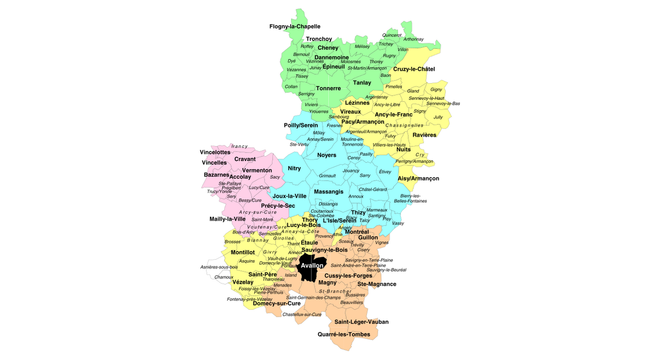 Carte de la circonscription d'Avallon
