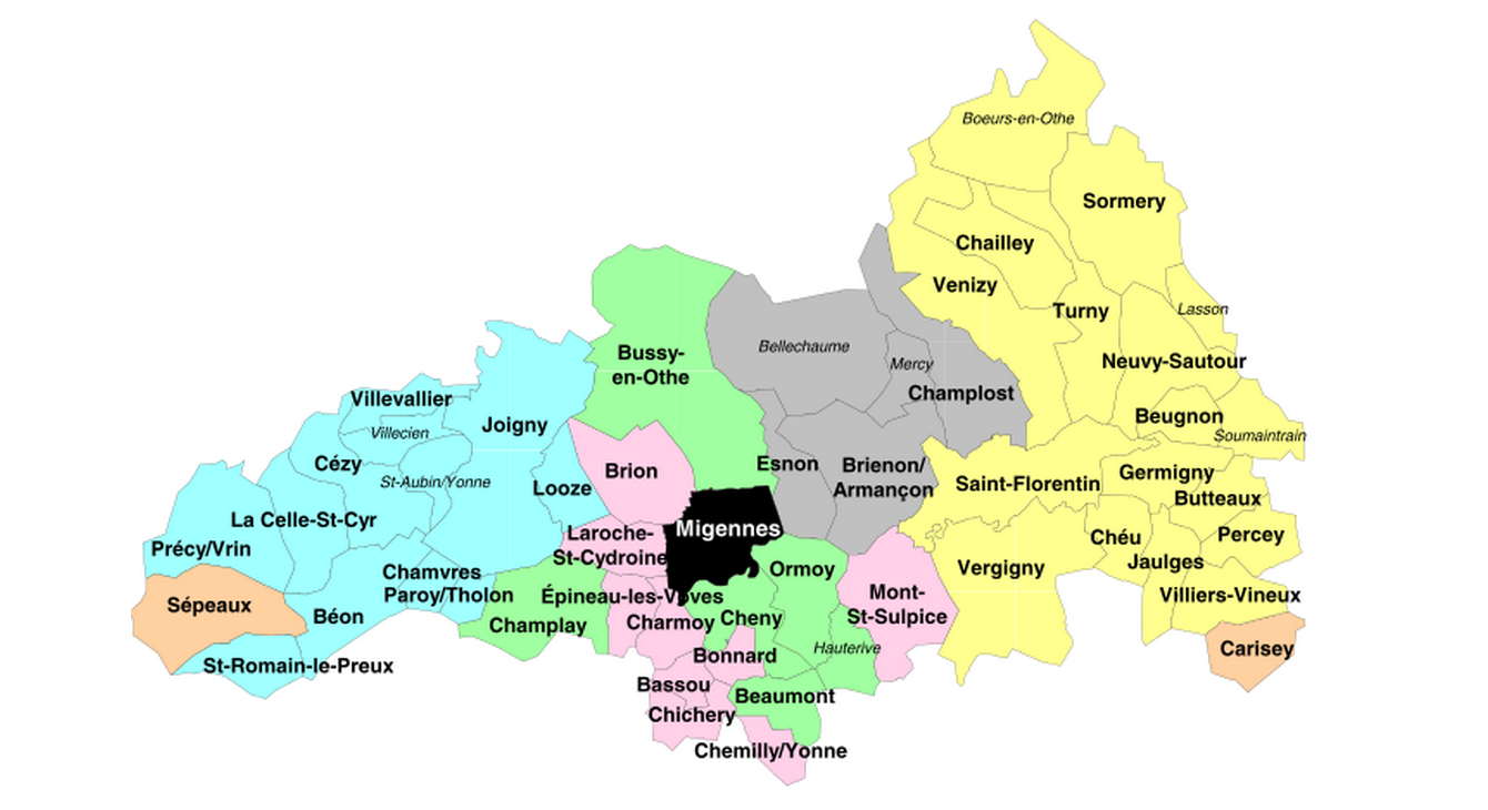 Carte de la circonscription de Joigny