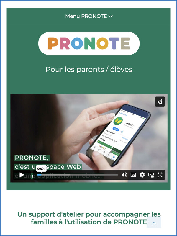 Un support d'atelier pour accompagner les parents / élèves à l'utilisation de PRONOTE | Презентація для підтримки батьків / учнів у використанні PRONOTE