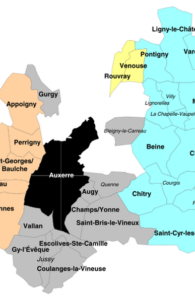 Carte de la circonscription d'Auxerre 1
